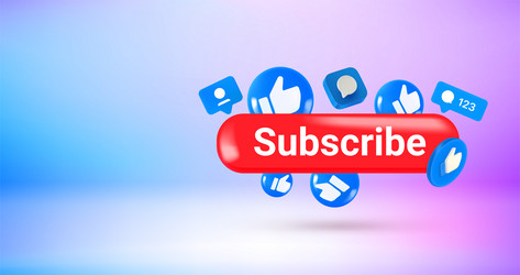 Social media icons and emoji follow button 3d Vector Image