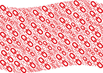 Waving red flag pattern break chain link items vector