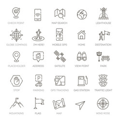 navigation location gps elements - thin line web vector image