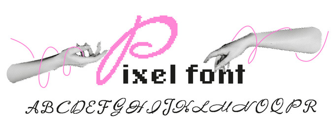 pixel font set with retro 8-bit alphabet vector image
