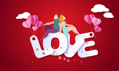 Valentines day card with couple in love heart vector