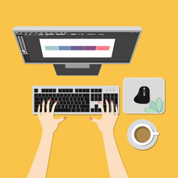 workspace using computer and tools vector image