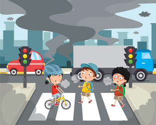 Air pollution poster with different molecules Vector Image
