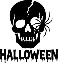 halloween skull with spider silhouette Vector Image