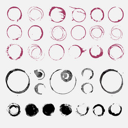 set of grunge circle brush strokes vector