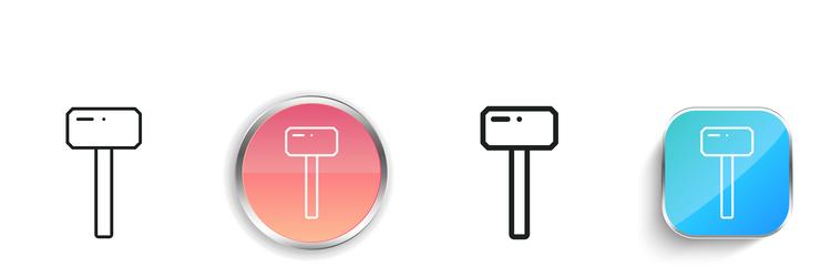 hammer icon thin linear regular and button style vector image