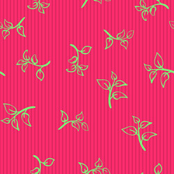 Seamless hand drawn foliage pattern vibrant pink vector