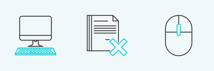 set line computer mouse monitor with keyboard vector image
