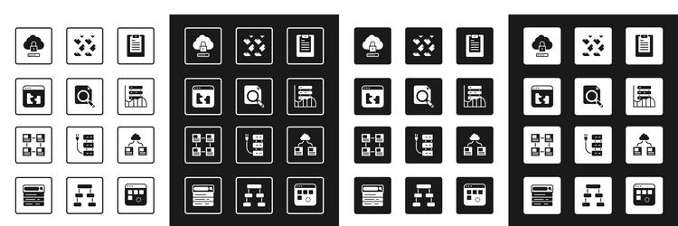 set server data report search concept with folder vector image