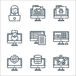 Web development line icons linear set quality vector