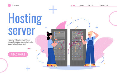 Website for hosting server with it staff in data vector