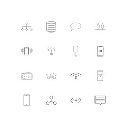 Network and database linear thin icons set vector