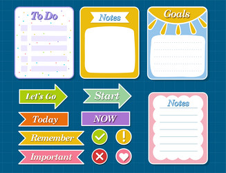 planner elements set to do list and memo vector image