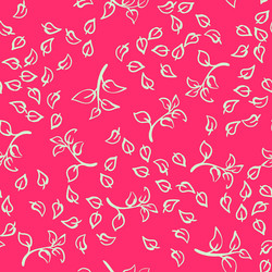 Seamless hand drawn foliage pattern vibrant pink vector