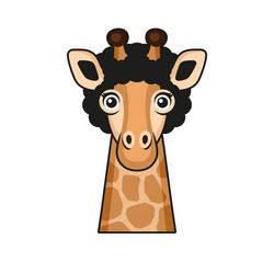 cute giraffe face with hair cartoon style on white vector