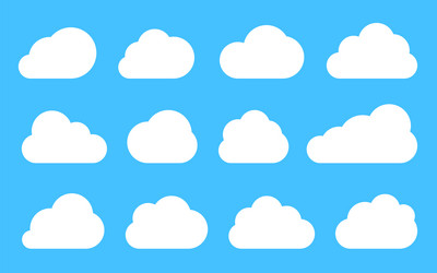 flat cloud shape network web data black icon set vector image