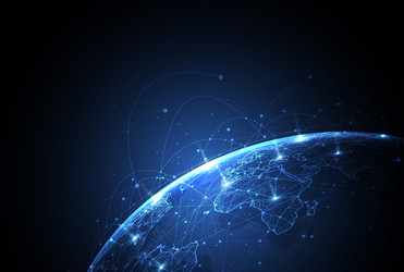 global network connection world map point vector image