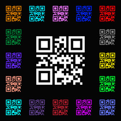 qr code icon sign lots colorful symbols vector image