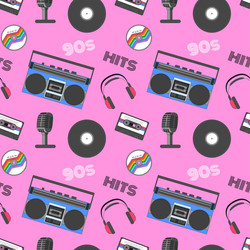 seamless pattern with retro technics and symbols vector image
