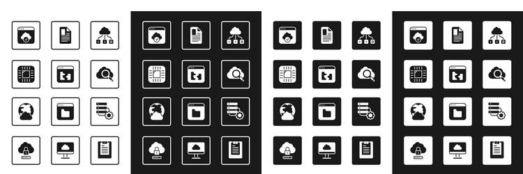 set cloud technology data transfer broken file vector image