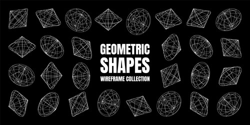 wireframe lined shapes perspective mesh 3d grid vector image