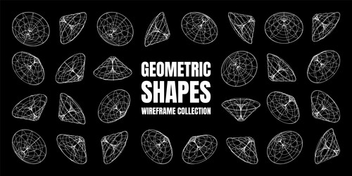 wireframe lined shapes perspective mesh 3d grid vector image