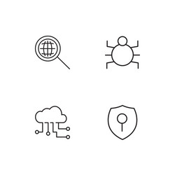 cyber security linear icons set simple outline vector image