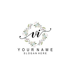 elegant floral initial logo designs with vi Vector Image