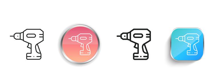 hammer drill icon thin linear regular and button vector image