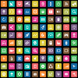 Hi-tech 100 icons universal set for web and ui vector