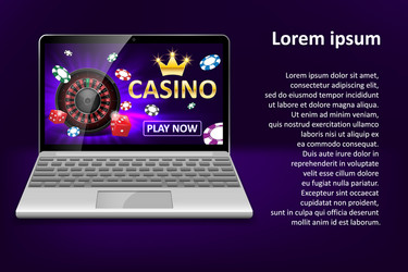 internet casino marketing template with laptop vector