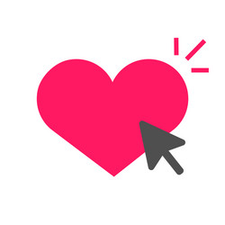 like heart button icon with click mouse cursor vector