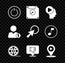 Set power button floppy disk for computer data vector