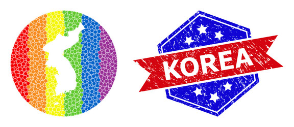 Spectrum dotted map korea mosaic with empty vector