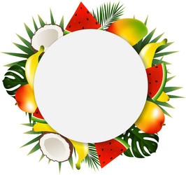 Watercolor Tropical Round Frame Royalty Free Vector Image