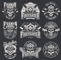 Vintage Fireman Skull Collection Vector Image