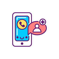 Compiling a contact database line color icon vector
