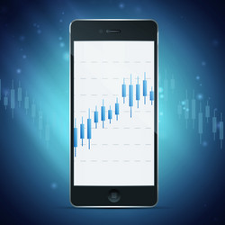 Phone with forex chart on desktop vector