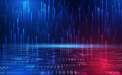 Digital technology binary code blue background ai vector
