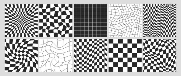 Psychedelic Checkerboard - Distorted Grid vector image