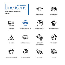 virtual reality - line design icons set vector