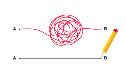 complex and easy simple way from point a to b vector image