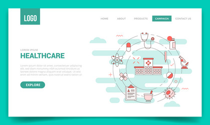 Healthcare concept with circle icon for website vector