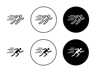 Man fast run icon set runner and speed motion vector