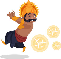 Ravana Running from Firecrackers Vector Image