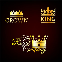 Crown modern gold logo set Royalty Free Vector Image