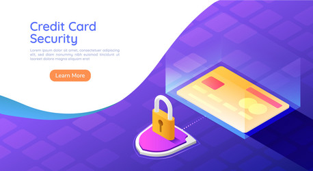 Isometric web banner credit card with shield vector