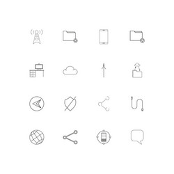 Network and database linear thin icons set vector