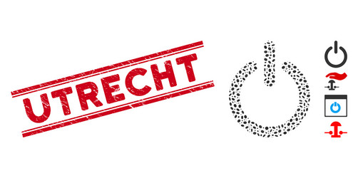 Scratched utrecht line seal and mosaic turn off vector