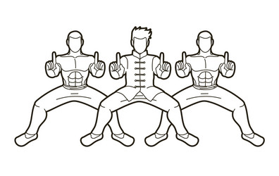 Single line drawing of young wushu fighter, kung fu master in uniform  training tai chi stances in dojo center. fight. Trendy one line draw design  vector 20264694 Vector Art at Vecteezy